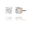 Oreringe CHROS | Brillo - Orestikkere I 18 Karat Rosaguld Forgyldt Solv Med Zirkonia Solitaire Sten 6 Mm