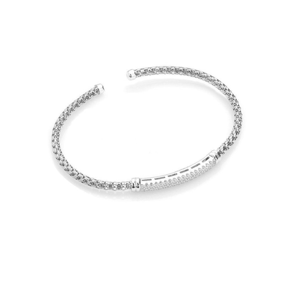 Bangles CHROS | Niel Bangle - Armband I Rhodineret Solv Med Zirkonia Sten One Size