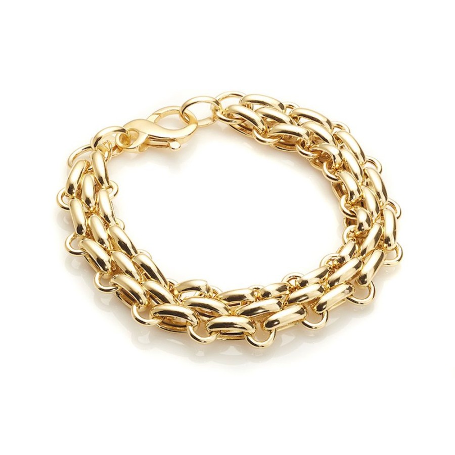 Armband CHROS | Hollow Corridor - Armband Klassisk Kaede I 18 Karat Guld Forgyldt Solv 19 Cm