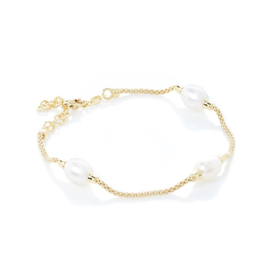 Armband CHROS | Coco - Armband I 18 Karat Guld Forgyldt Solv Med Ferskvandsperler 18 Cm + Extension