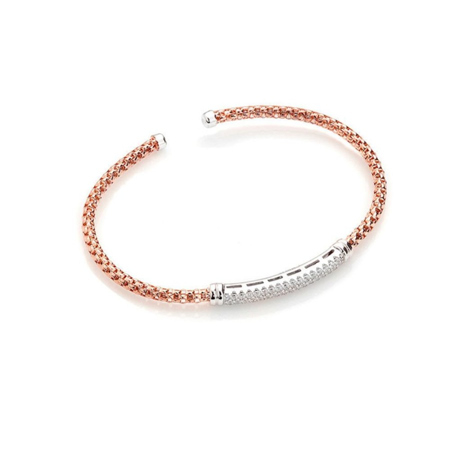 Bangles CHROS | Niel Bangle - Armband I 18 Karat Rosaguld Forgyldt Solv Med Zirkonia Sten One Size