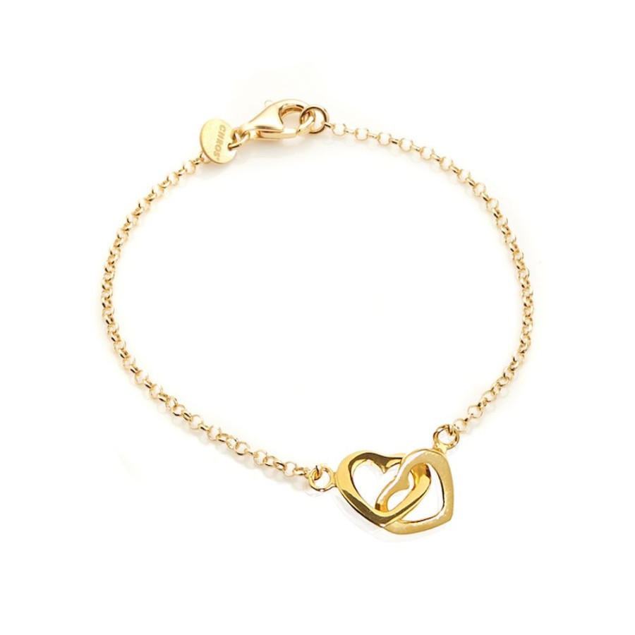 Armband CHROS | Together - Armband I 18 Karat Guld Forgyldt Solv Med Hjerter 18 Cm