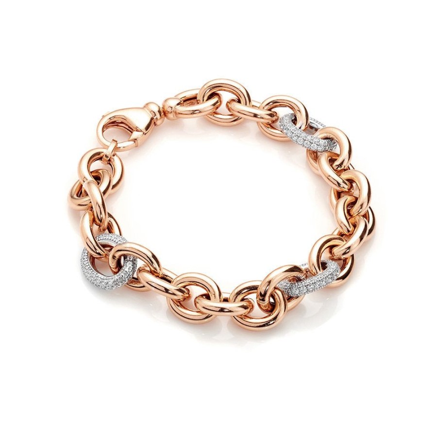 Armband CHROS | Carlton - Armband Klassisk Design 18 Karat Rosa Guld Forgyldt Solv Med Zirkonia Sten 19 Cm