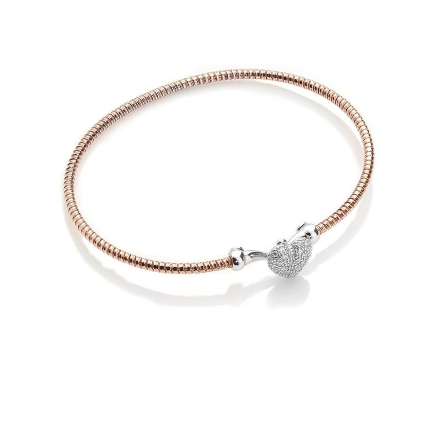 Armband CHROS | Bound By Love - Armband 18 Karat Rosa Guld Forgyldt Solv Med Hjerte Og Mikro Infattede Zirkonia Sten One Size