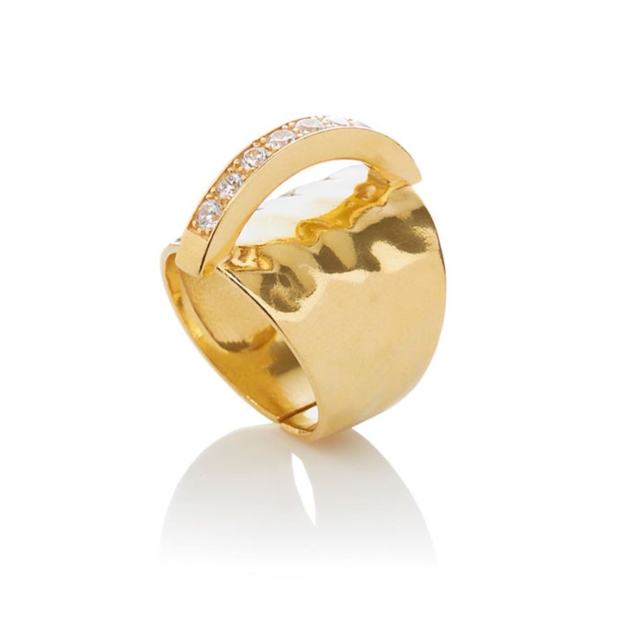 Ringe CHROS | Bridge Of Love - Ring I 18 Karat Guld Forgyldt Solv Og Zirkonia Stene Aben Model