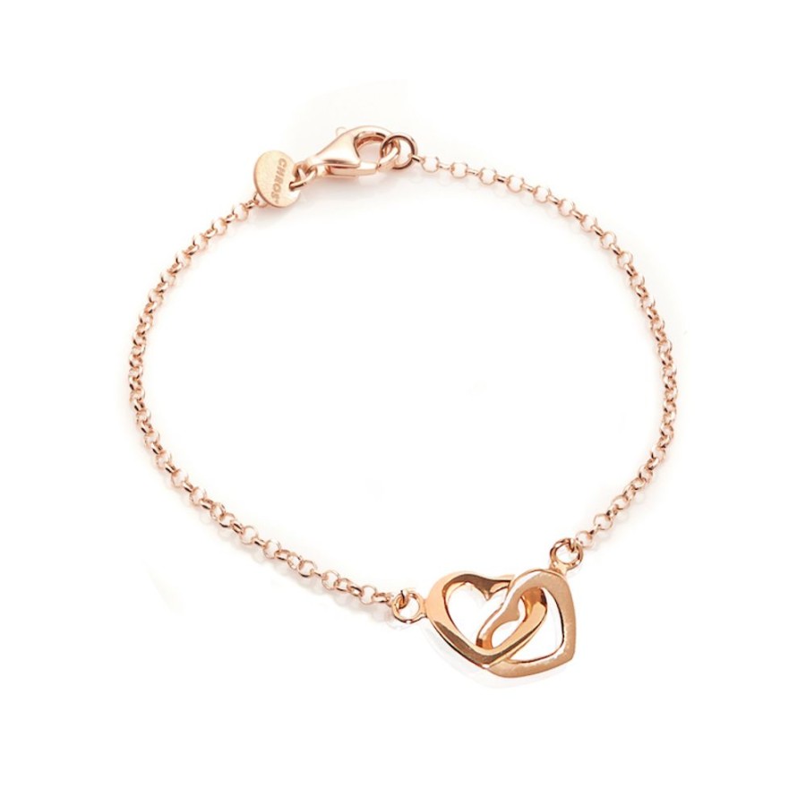 Armband CHROS | Together - Armband I 18 Karat Rosaguld Forgyldt Solv Med Hjerter 18 Cm