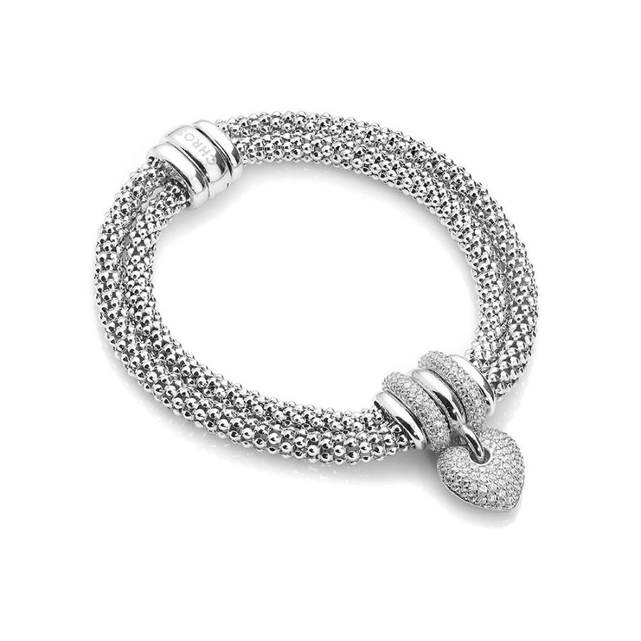 Armband CHROS | Love Actually - Armband I Rhodineret Solv Med Hjerte Og Mikroindfattede Zirkon Sten 18,5 Cm