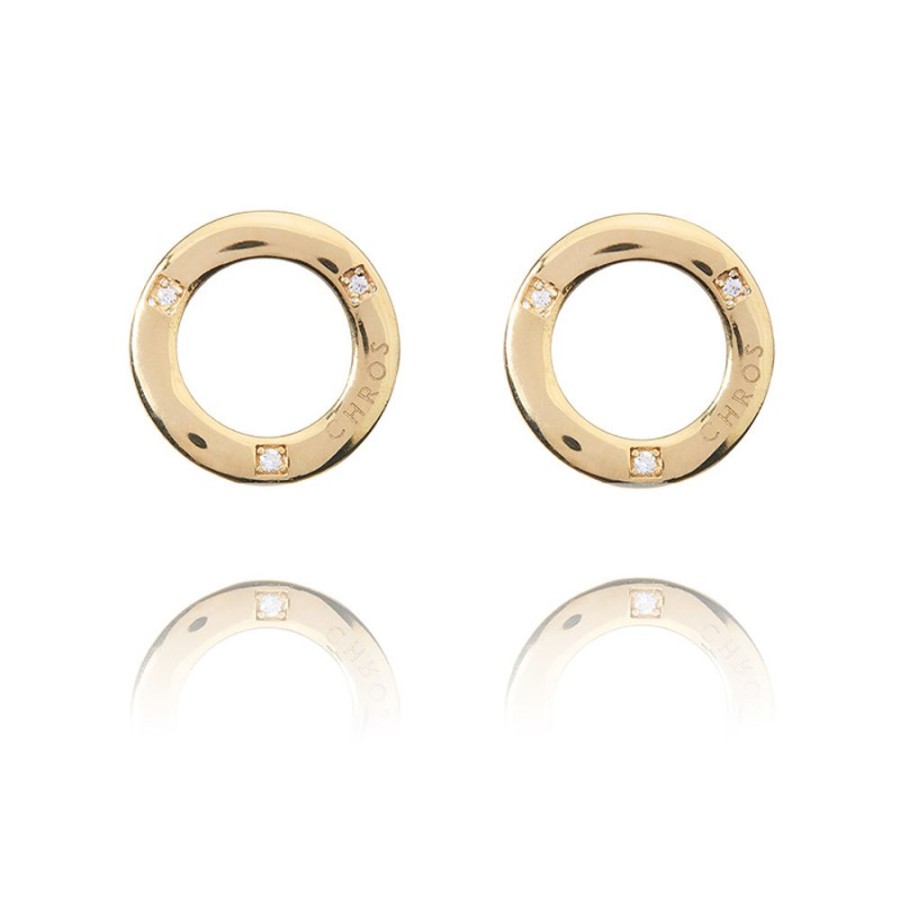 Oreringe CHROS | Eternity - Oreringe Enkel Model I 18 Karat Forgyldt Solv Med Zirkon Sten 1,5 Cm