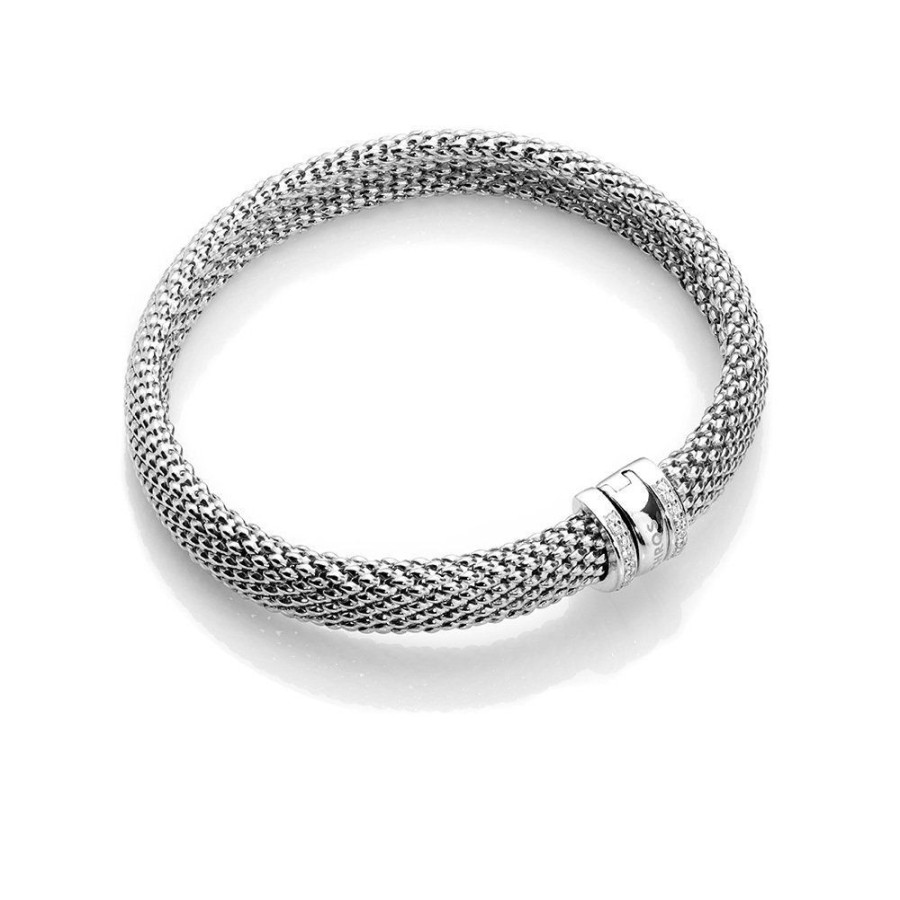 Armband CHROS | Abstract - Armband I Rhodineret Solv Med Zirkonia Sten 18 Cm