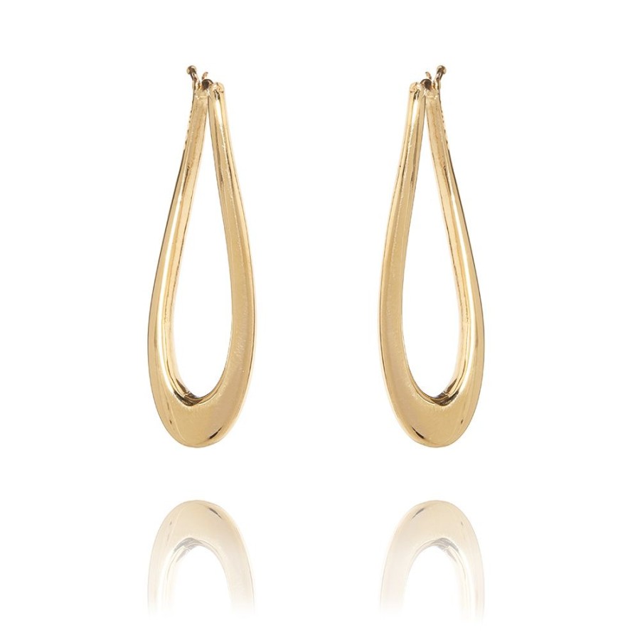 Oreringe CHROS | Charo - Oreringe Stilfuld Model I 18 Karat Guld Forgyldt Solv 4 Cm