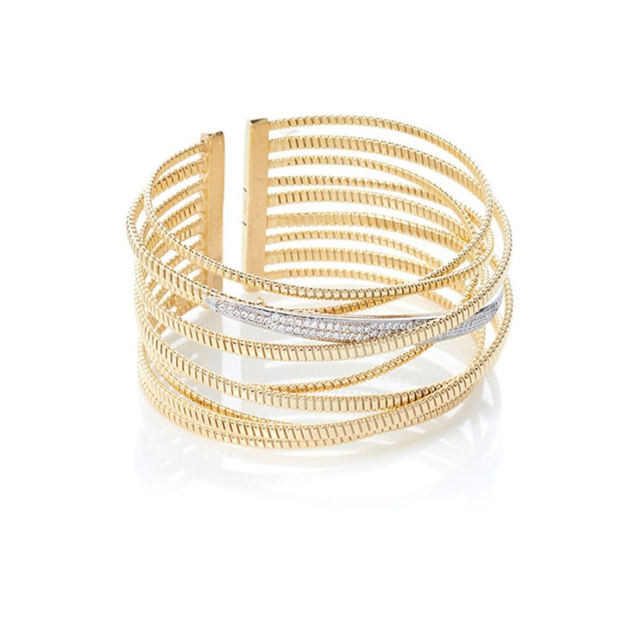 Bangles CHROS | Marilyn Bangle - Armband Feminint Design I 18 Karat Guld Forgyldt Solv Og Zirkonia Sten One Size