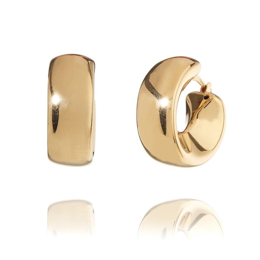 Oreringe CHROS | Valentina - Oreringe I 18 Karat Guld Forgyldt Solv 2 Cm Diameter Ca 14 Mm Bredde