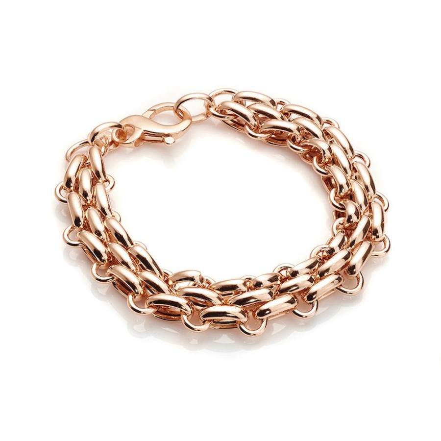 Armband CHROS | Hollow Corridor - Armband Klassisk Kaede I 18 Karat Rosaguld Forgyldt Solv 19 Cm