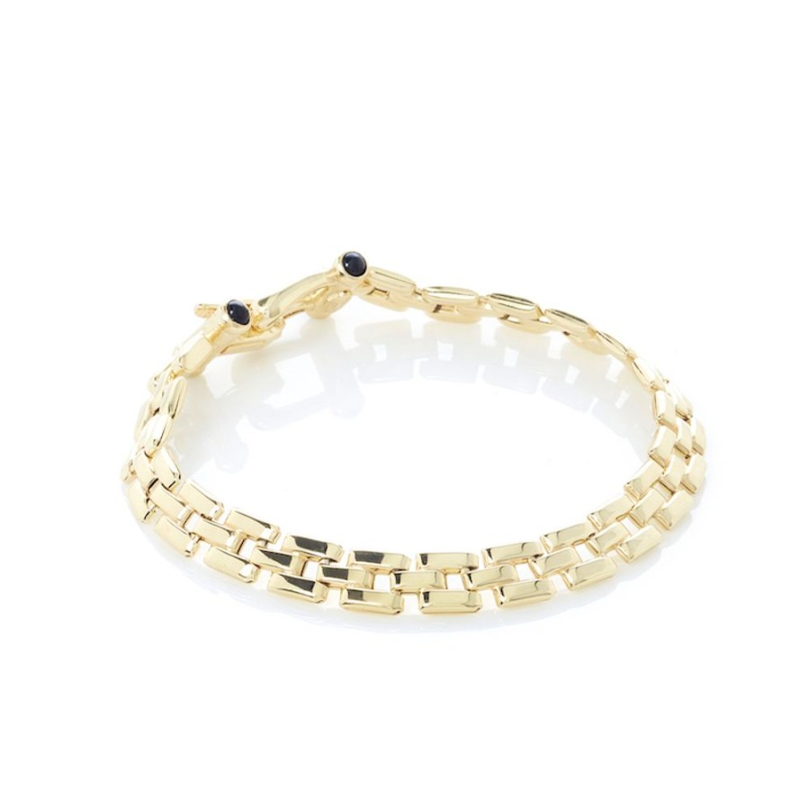 Armband CHROS | Gabrielle - Armband Klassisk Korridor I 18 Karat Guld Forgyldt Solv Med Onyx Sten 18,5 Cm